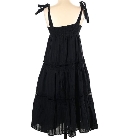 Carve Design 100% Organic Cotton Black Tier Tie Shoulder Prairie Kiera Dress XS - Picture 4 of 10